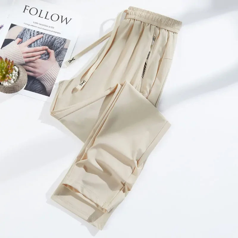 Elevate Your Workout with Unisex Summer Silk Ice Pants - High Stretch & Quick-Drying for Yoga & Running!